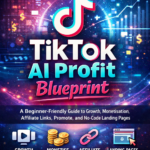 TikTok AI Profit Blueprint digital guide for beginners focused on TikTok growth, monetization, affiliate links, promotion, and no-code landing pages.