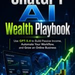 Cover image for ChatGPT AI Wealth Playbook showing AI branding, financial growth charts, stock-style dashboard graphics and digital income strategy visuals.