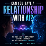 Cover image showing a human profile facing a glowing AI face with the title Can You Have a Relationship with AI, exploring AI companionship and emotional attachment.