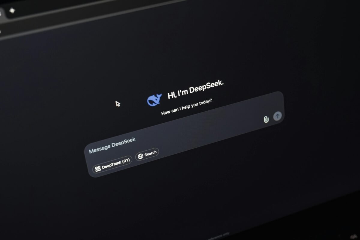 DeepSeek artificial intelligence chatbot interface displayed on a computer screen.